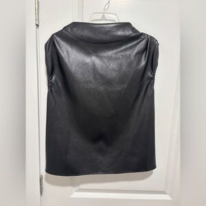 Faux Leather Women's Top
